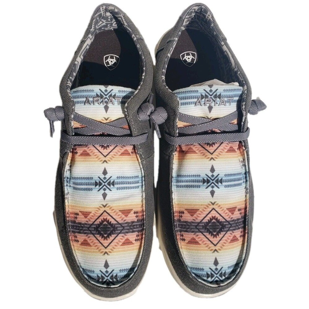 Ariat Hilo Mens Shoes 11.5EE Charcoal Salado Sunset SlipOn Loafers Aztec Western